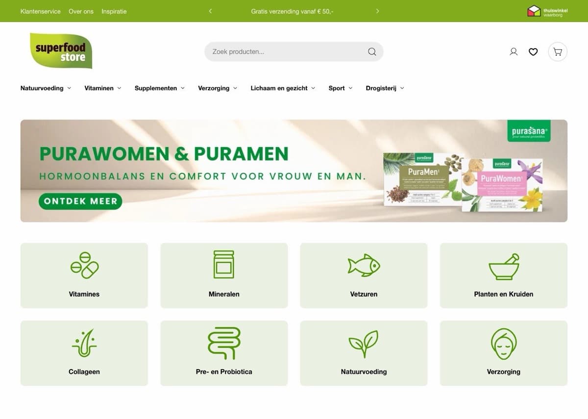 Homepage van Superfoodstore